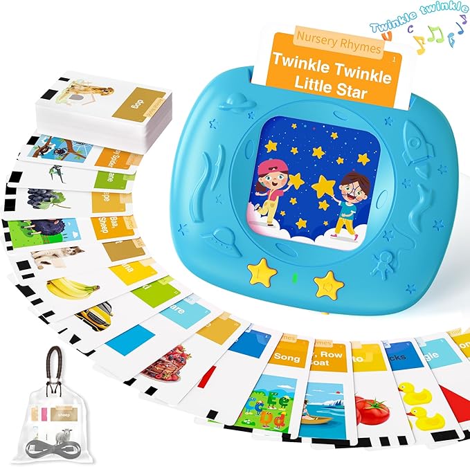 Toddlers Talking Flash Cards with American Accent & 144 Sight Words, Speech Therapy Toys for 3 4 5 6 Years Old Boys and Girls (Blue)