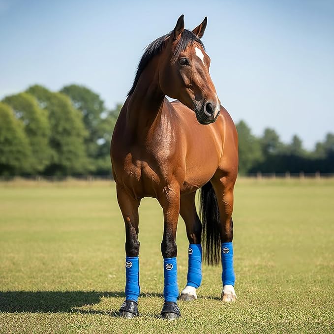 Horse Polo Leg Wraps, Fleece Wraps Elastic Bandages, Comfort Equestrian Standing Wraps, Set of 4, Boot Protection Stable Wraps Supplies (Full 10ft Red)