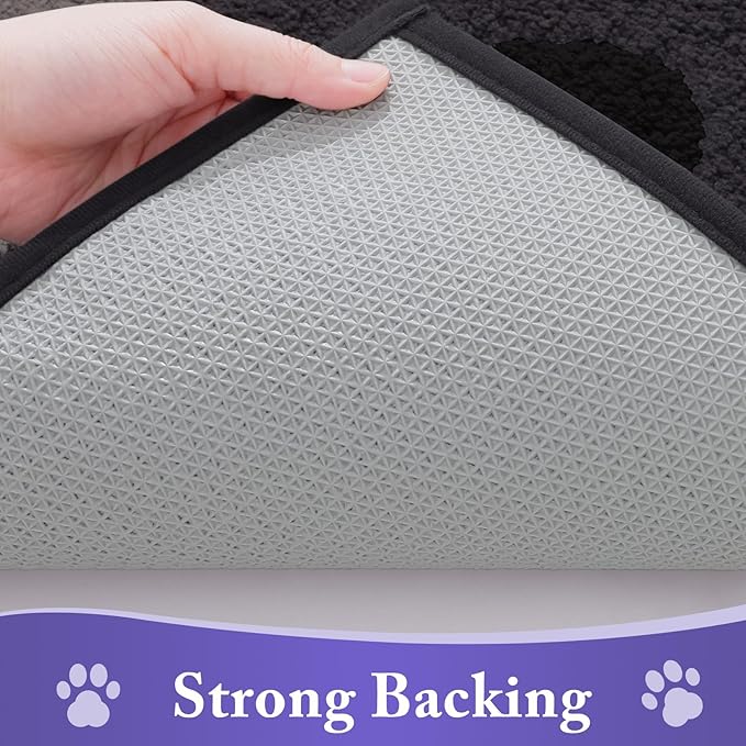 Buganda Dog Door Mat for Muddy Paws, Absorbent Dirt Trapper Non Slip Indoor Doormats, Washable Low-Profile Mat for Mud Dogs, Entryway Carpet for Inside Floor (48x30 Inches, Black)