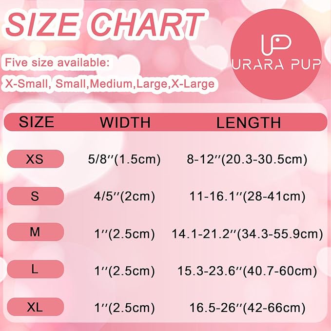Valentine's Dog Collar, UP URARA PUP Pink Heart in Red Adjustable Pet Collar with Bowknot Charm, Wedding Dog Accessories for Small Medium Large Dogs