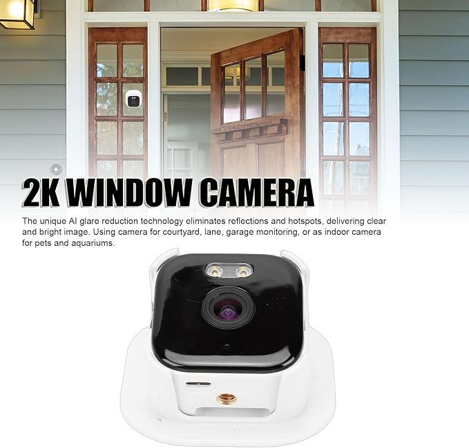 2K Security Window Camera, AI Full Color Night Anti Dazzle PIR Motion Detection Indoor Outdoor, with 2.4G 5G WiFi for Home Garage Pet Monitoring