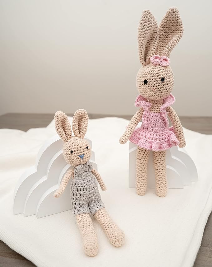 Bunny Family Mom, Handmade Crochet Plushie Doll, Amigurumi, Baby/Toddler Doll