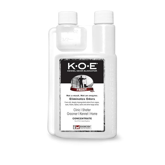 Odorcide K.O.E Kennel Odor Eliminator Concentrate – For Cages, Runs & More – For Home & Kennel w/Safe, Non-Enzymatic Formula - Frost Scent -16 oz