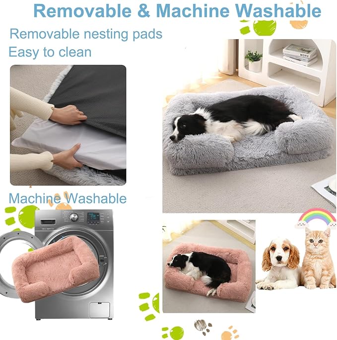 Dog Beds Large Sized dog Orthopedic, Sofa Dog Bed with Waterproof Lining and Nonskid Bottom, Rectangle Washable Dog Bed for Medium Small Dogs and Cats Comfortable ( Color : Pink1 , Size : 43 x 27" )