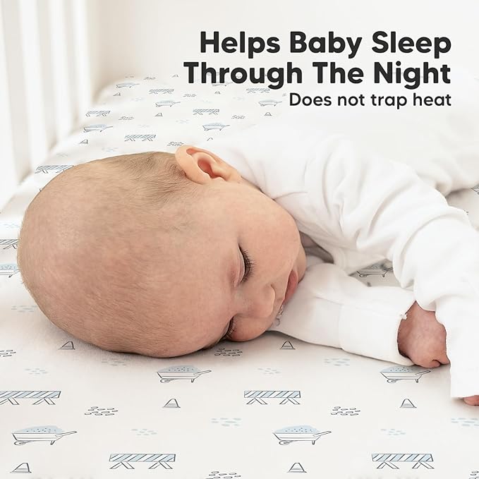 KeaBabies 2-Pack Organic Crib Sheets for Boys, Girls - 52x28 Fitted Crib Mattress Sheet Neutral, Breathable Jersey Cotton Cover for Baby Bed, Toddler Mattress, Soft & Cute Prints (Excavation)