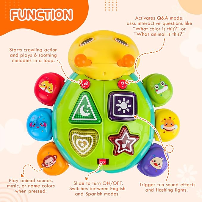 Musical Baby Toys, Infant Light up Music Toys Tummy Time Development, Crawling Toy for 6 7 8 9 10 11 12+ Month Old, Christmas Birthday Gifts for Babies