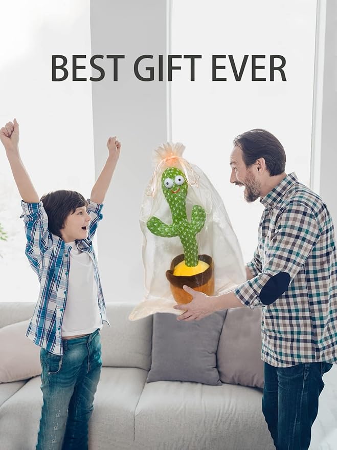 Cactus Baby Toy can be Adjusted Volume, Dancing Singing Musical Gift with LED Light. Baby Toy for Kids Talking Smart Toys, Talking Cactus Exquisite Yarn Bag Packaging