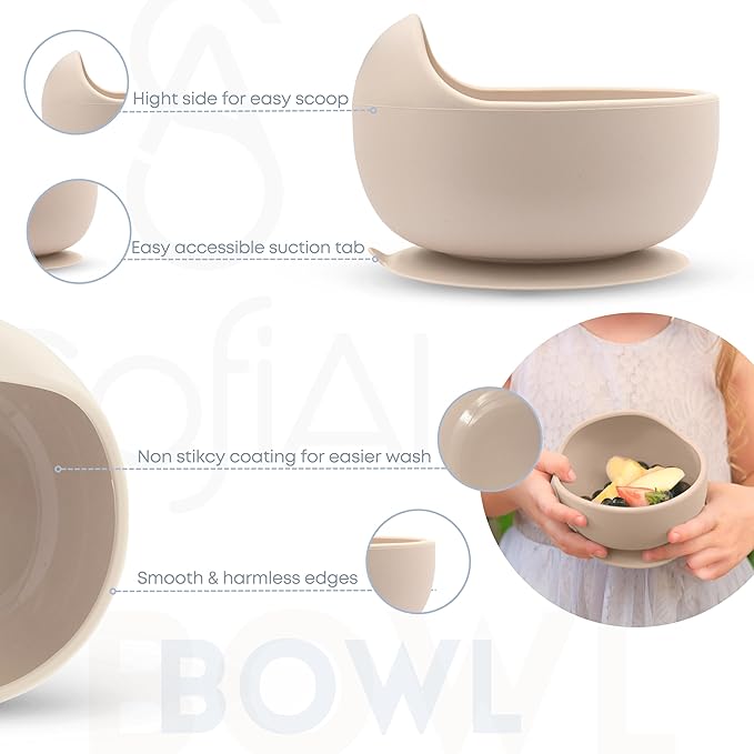 All In One Silicone Feeding Set - Safe for 6-12 Months - Non-Toxic Baby Led Weaning Supplies - Toddler Self Feeding Utensils - BPA-Free - Mess Free Essentials