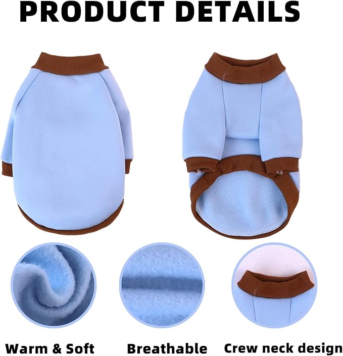 Custom Dog Hoodie, Personalized Sweatshirt with Photo Text Name Logo, Customized Hooded Sweater for Small Medium Large Dogs & Cats (Blue + Brown Border, X-Large)