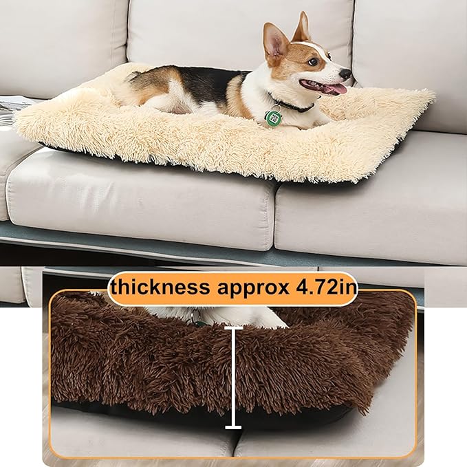 Dog Crate Mat, Dog Bed for Large Dogs, Comfy Fluffy Kennel Pad Anti-Slip for Dog beds & Furniture, Quilted Dog Bed for Pets for Medium/Small Dogs Cats (Color : Apricot, Size : 30x21)
