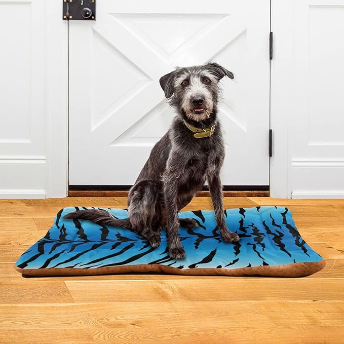 Blue Tiger Print Pet Bed Cute Dog Bed Mat Absorbing Non Slip Pad Pet Sleeping Mat for Small, Medium, and Large Dogs Puppy Cat 24 in x 18 in