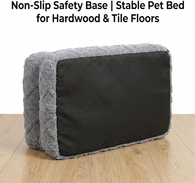 Plush Calming Pet Sofa Bed, Raised Rim, Removable Cover & Non-Slip Bottom for Cats & Dogs, Calming Dog Bed Fluffy Plush Dog Mat for Furniture Protector with Removable Washable Cover (Beige, Medium)