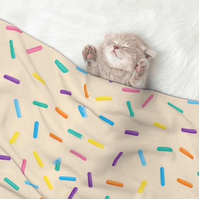 Pet Blanket for Couches and Beds, White Donut, Reversible Double Sided Plush Design with Soft Bumpy Texture and Smooth Surface, Furniture Protector