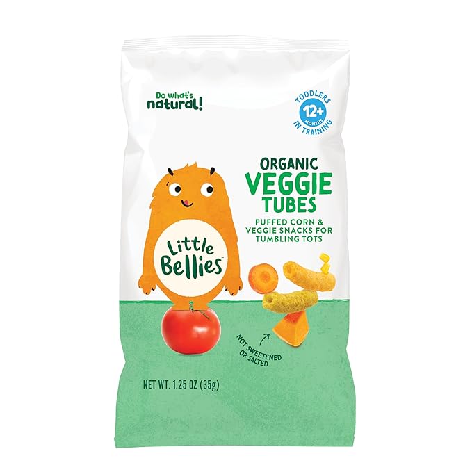 Little Bellies Organic Veggie Tubes Toddler Snack (Pack of 4 x 1.25 oz Individual Packs)