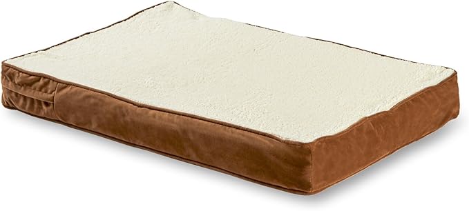 Happy Hounds Oscar Rectangle Orthopedic Foam Sherpa Dog Bed, Large (48 x 36 in.), Mocha