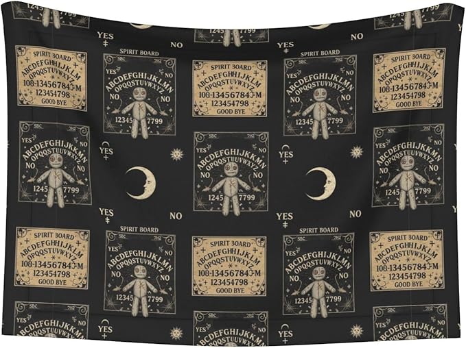Two Sided Pet Cuddler Blanket for Anxiety Calming, Spirit Board with A Voodoo Doll Occultism Set, Reversible Plush Design with Bubble Dot Pattern Provides Familiar Surface Anywhere