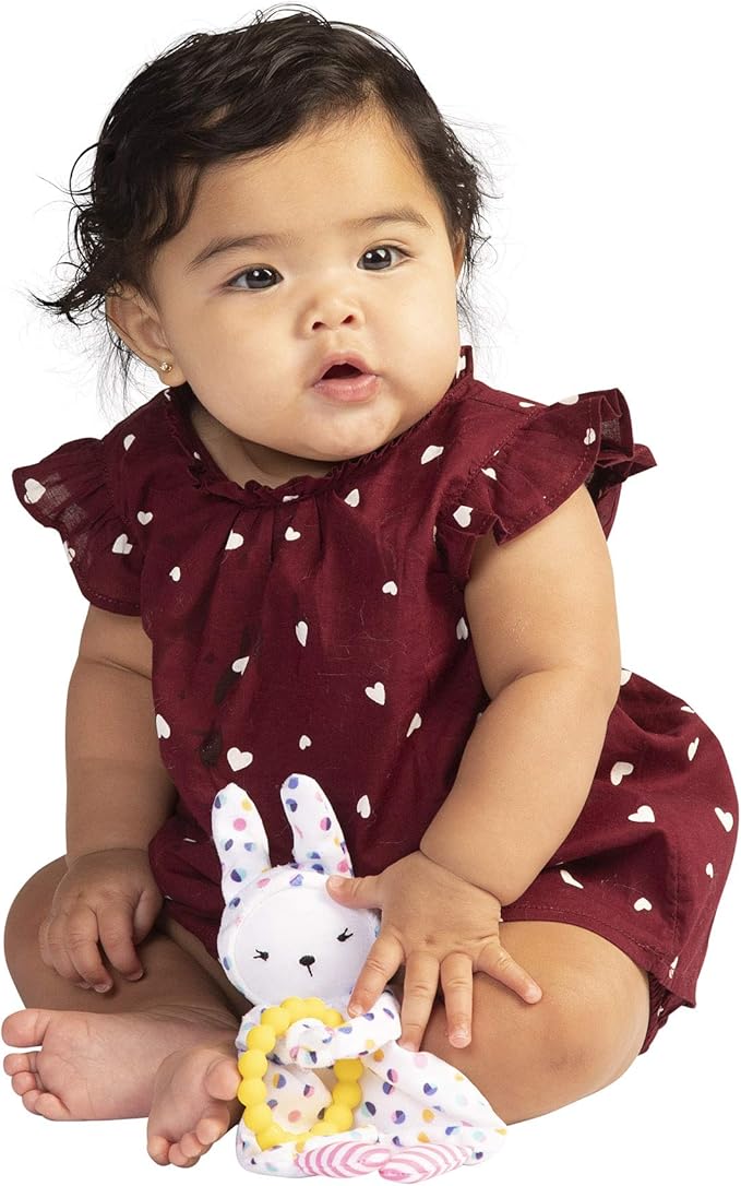 Manhattan Toy Cherry Blossom Days Baby Bunny Soothing Mini Blankie with Removable Silicone Teether Multi