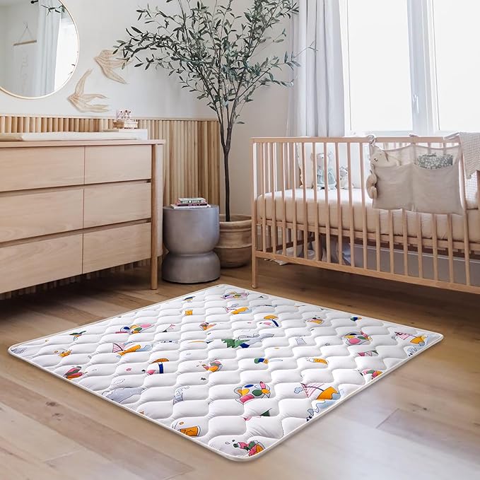 High-Density Foam Baby Play Mat, 47x47 Inches Thicken One-Piece Comfortable and Soft Playmat, Non Slip Machine Washable Floor Mat for Infants, Tapete para Bebes,Toddlers