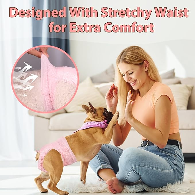 Ambreview Disposable Dog Diapers Female, Just Pull It Up, Doggie Diapers for Female Dogs, Strong Absorbency | Leak Proof, for Dogs in Heat | Elderly | Disabled, L 10 PCS