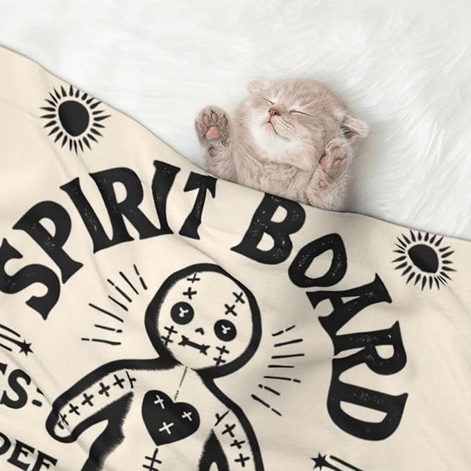 Double Sided Pet Mat for Dog Bed Topper Cat Blanket Furniture Protector, Spirit Board with A Voodoo Doll Occultism Set, Reversible Plush with Tactile Dot Pattern for Style Change