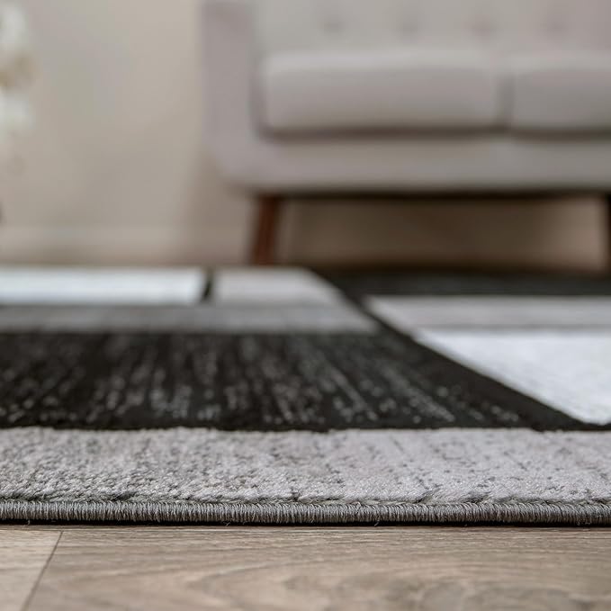 Rugshop Contemporary Modern Boxes for Home Office,Living Room,Bedroom,Kitchen Non Shedding Runner Rug 2'7" x 6' Gray
