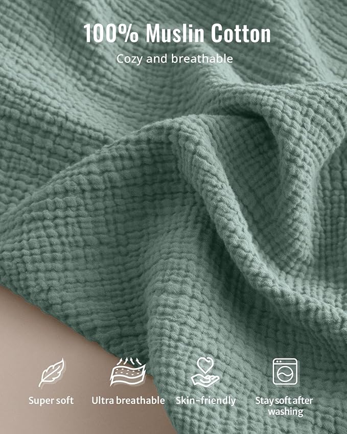 Blissful Diary Muslin Baby Changing Pad with Waterproof Lining Foam, Diaper Changing Table Pad with Cover for Dressers (Roman Green, Rectangular)