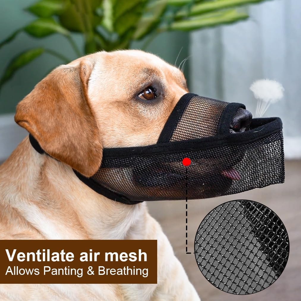 Crazy Felix Nylon Dog Muzzle for Small Medium Large Dogs Dachshund Beagle Poodle Labrador, Air Mesh Breathable and Drinkable Pet Mouth Guard for Anti-Biting Chewing Scavenging (Black,XS)