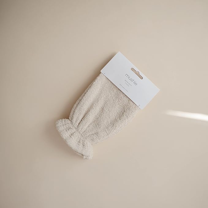 mushie Baby Bath Mitt | Organic Cotton | Pack of 2 (Fall Yellow)