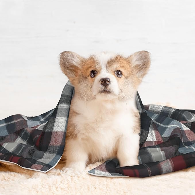 Waterproof Dog Blanket Soft Pet Blanket for Puppy Cat, Fleece Cat Throw Blankets for Furniture Bed Couch Sofa Reversible - Tartan Plaid 6