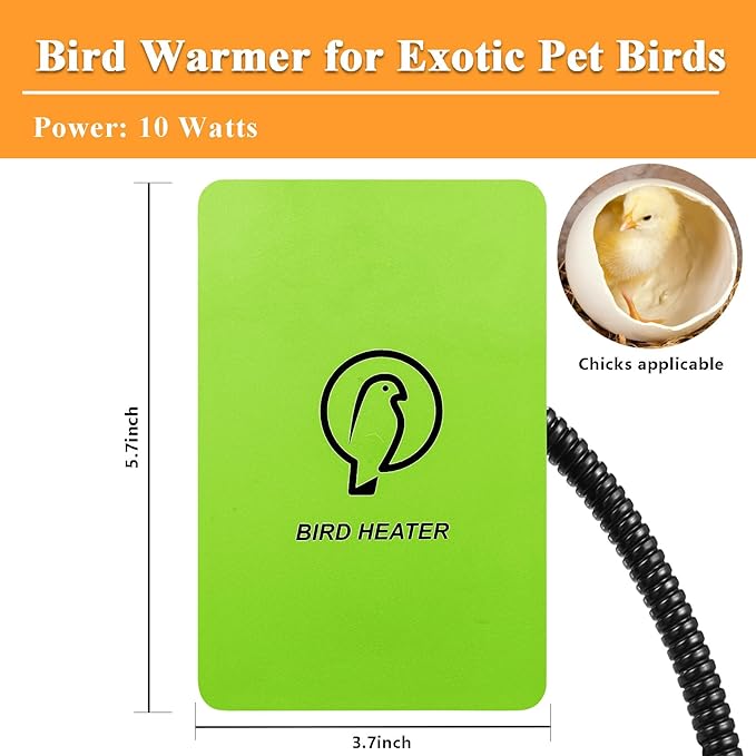 Bird Heater for Cage - Snuggle Up Bird Warmer for Exotic Pet Birds, 10W African Grey, Parakeets, Parrots, (3.7"x5.7")