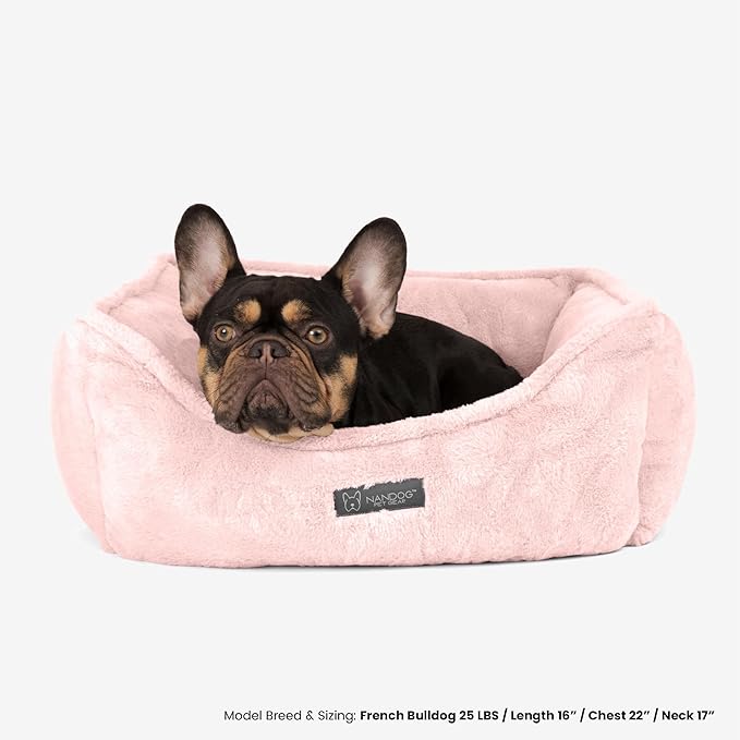 NANDOG Pet Gear Reversible Luxury Microplush Cloud Fabric Collection Ultra Plush Dog & Cat Bed Soft, Warm, Calming Pet Lounger for Small & Medium-Sized Breed - Modern Style Snuggle Couch (Pink)