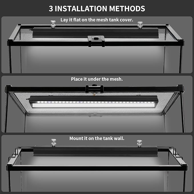 LED UVB Light for Reptiles, 16 inch UVA UVB Reptile Light Fixture with 4 Auto Ferguson Zone Modes & Dimming, 15W Aluminum Smart Habitat Lamp for Bearded Dragons, Turtles, Snakes, Leopard Geckos