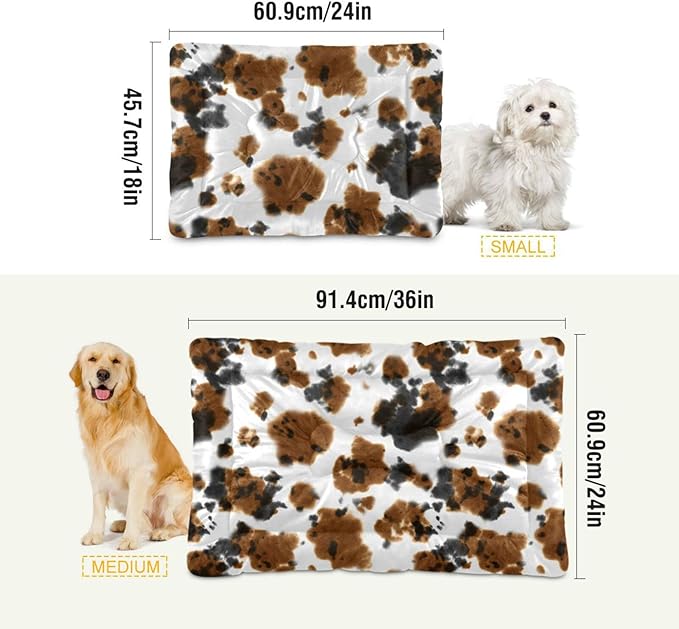 Pet Bed Cow Print Tie Dye Dog Bed Mat Absorbing Non Slip Pad Pet Sleeping Mat for Small, Medium, and Large Dogs Puppy Cat 36 in x 24 in
