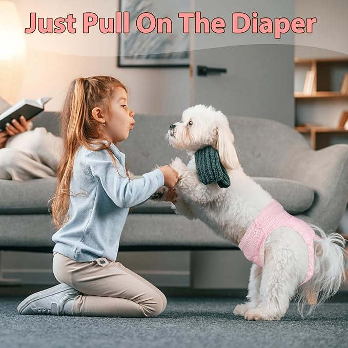 Ambreview Disposable Dog Diapers Female, Just Pull It Up, Doggie Diapers for Female Dogs, Strong Absorbency | Leak Proof, for Dogs in Heat | Elderly | Disabled, L 30 PCS