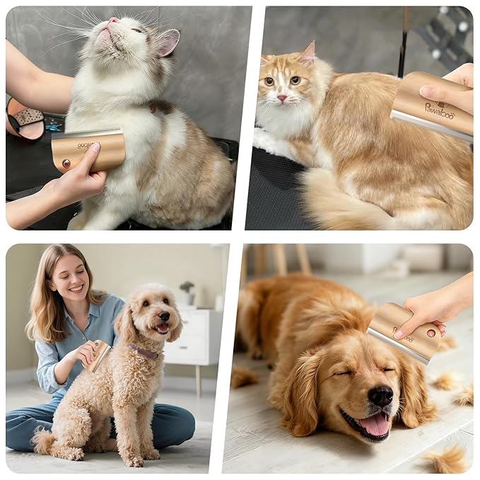 Pawaboo Deshedding Brush for Dogs & Cats, Dog Hair Removal Comb with Ergonomic Gripping, Wooden Grooming Shedding Brush for Long Hair Dogs and Cats, Hangable Pet Cleaning Comb Supplies, 5.1 Inch