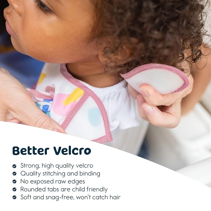 Tiny Twinkle Mess Proof Baby Bibs for Eating - Waterproof, Wipeable Bibs - Toddler Bibs - Travel Friendly - PFAS, PVC, BPA, Phthalate Free - Baby Food Bibs(3 Pack,Petite Safari)