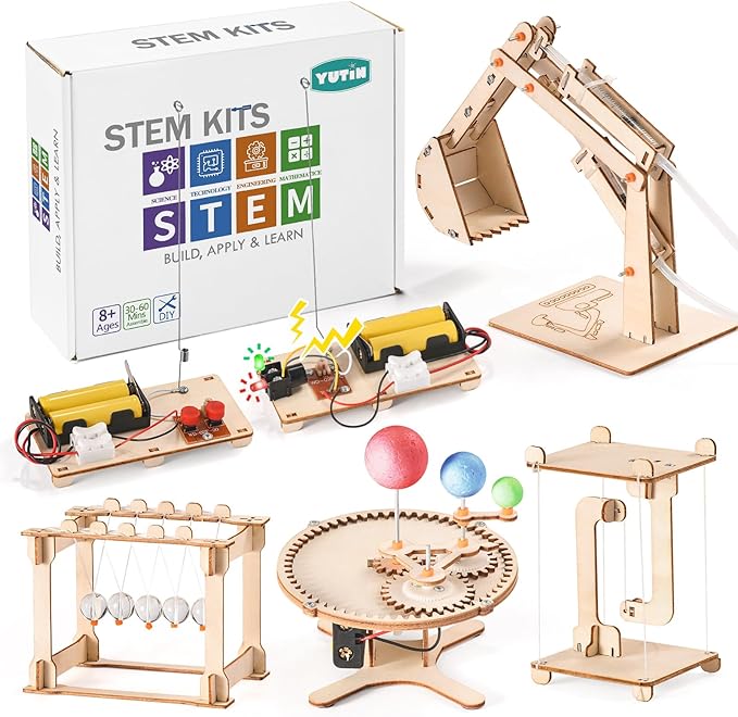 STEM Science Kits for Kids Ages 8-12 8-10, Wood Building Crafts Kits for Boys 6-8, STEM Toys for Boys Age 8-12 6 7 10 11 13 Years Old Gifts, Engineering Experiment Projects, 3D Wooden Puzzles 8-13
