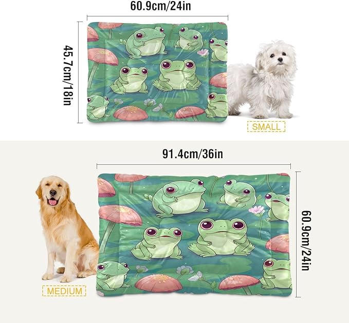 xigua Cute Frogs Dog Bed Cat Bed Washable Comfortable Pet Bed Ultra Soft Non-Slip Calming Kennel Pad for Small Medium Large Dogs Cats,18 x 24 Inch