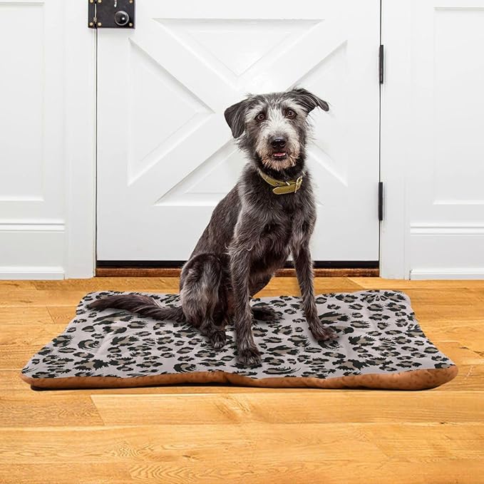 Leopard Print Pet Bed Cute Dog Bed Mat Absorbing Non Slip Pad Pet Sleeping Mat for Small, Medium, and Large Dogs Puppy Cat 24 in x 18 in