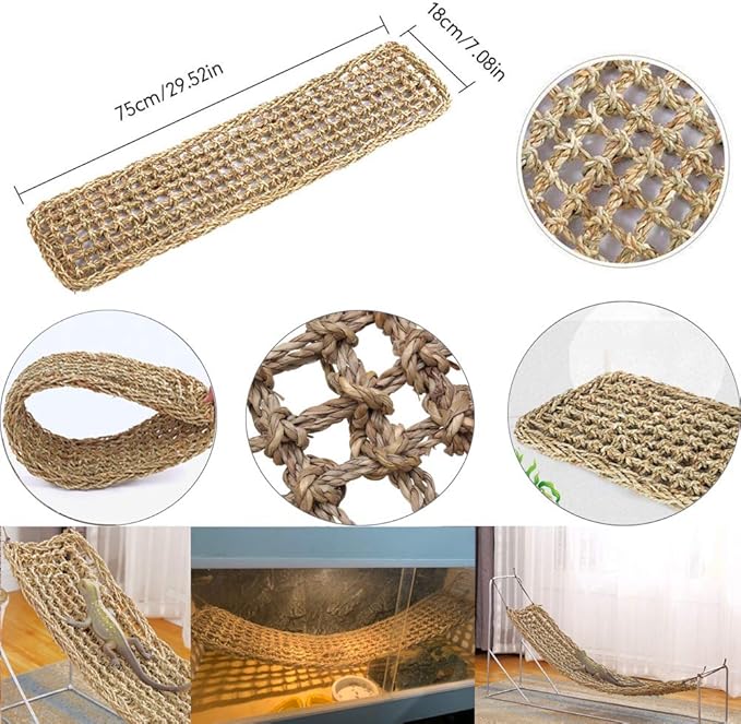 Hamiledyi Bearded Dragon Tank Accessories Lizard Large Hammock Jungle Climber Vines Flexible Leaves Bendable Vine Artificial Branch Habitat Reptile Decor for Chameleon, Lizards,Gecko,Snakes