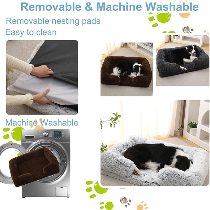 Dog Beds Large Sized dog Orthopedic, Sofa Dog Bed with Waterproof Lining and Nonskid Bottom, Rectangle Washable Dog Bed for Medium Small Dogs and Cats Comfortable ( Color : Brown1 , Size : 43 x 27" )