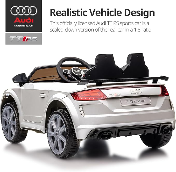 Licensed Audi Electric Kids Car, 12V Kids Ride-on Toy Car for Toddlers w/Remote - White