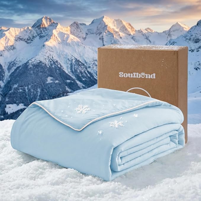 Soulbond Cooling Blanket for Extra Large Dogs - Q-MAX>0.45, Washable Cool Pet Cats Throw Blanket for Hot Weather, Self-Cooling Soft Dog Mat for Bed Crates Couch Sofa Cars(50"x60", Light Blue)