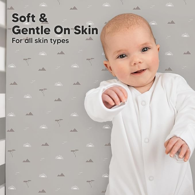 KeaBabies 2-Pack Organic Crib Sheets for Boys, Girls - 52x28 Fitted Crib Mattress Sheet Neutral, Breathable Jersey Cotton Cover for Baby Bed, Toddler Mattress, Soft & Cute Prints (Savannah)