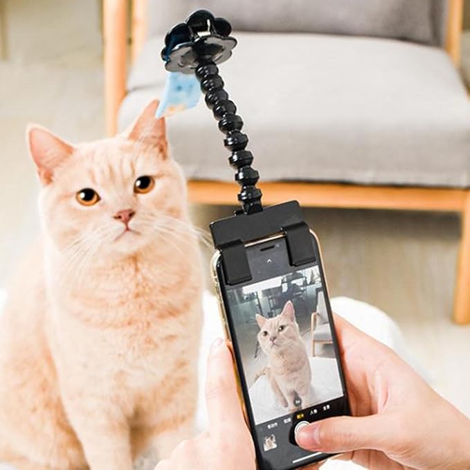 Dog Selfie Treat Clip, Rotatable Phone Camera Attachment, Plastic, Stable Firm Grip - Adjustable Angle, Easy to Install, Perfect for Pet Photos and Videos