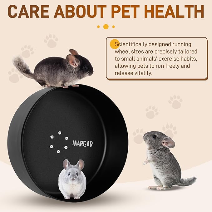 MARGAR 15" Aluminum Alloy Chinchilla Exercise Wheel,Silent Running Wheel for Chinchillas, Hamsters or Other Small Pets