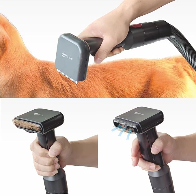 Pet Vacuum Grooming Brush Hair Comb Shedding Deshedding Attachment Tool for Dogs and Cats