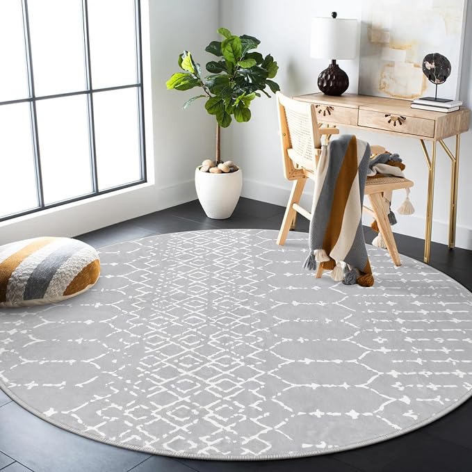 Lahome Moroccan Round Rugs 6Ft Washable Circle Area Rug