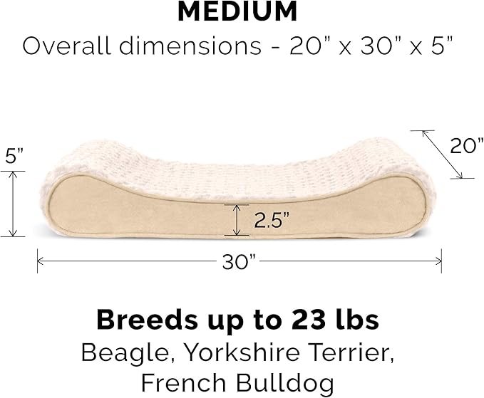 Furhaven Memory Foam Dog Bed for Medium/Small Dogs w/ Removable Washable Cover, For Dogs Up to 23 lbs - Ultra Plush Faux Fur & Suede Luxe Lounger Contour Mattress - Cream, Medium