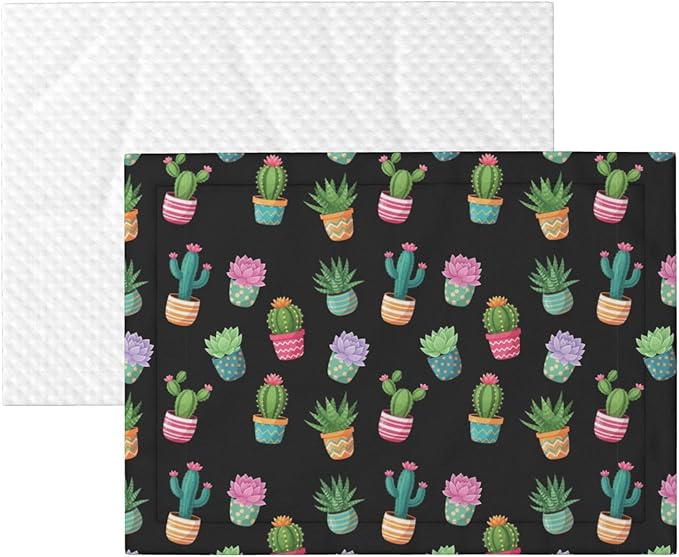 Reversible Pet Blanket for Sofa Protection Pet Comfort, Succulent Cactus Potted Plants, Double Sided Design with Cozy Nubby Nap Side and Durable Smooth Play Side